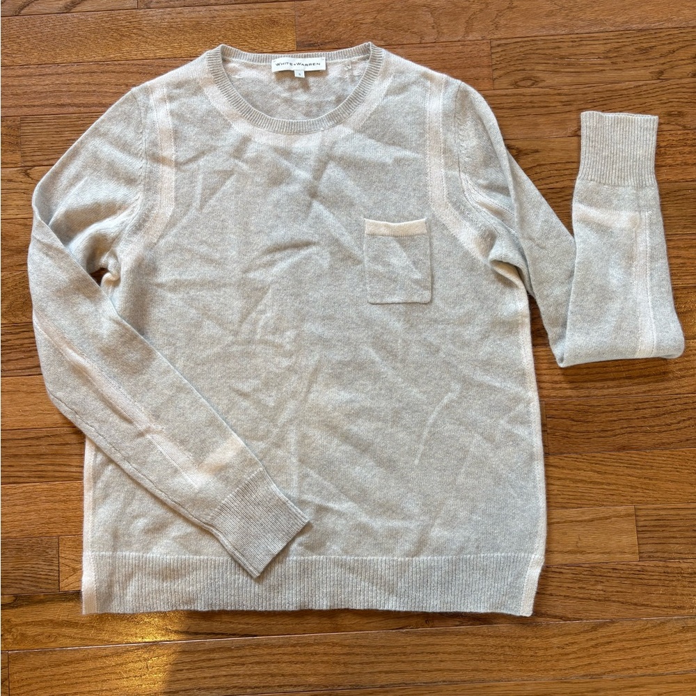 White + Warren Light Gray Crewneck Sweater